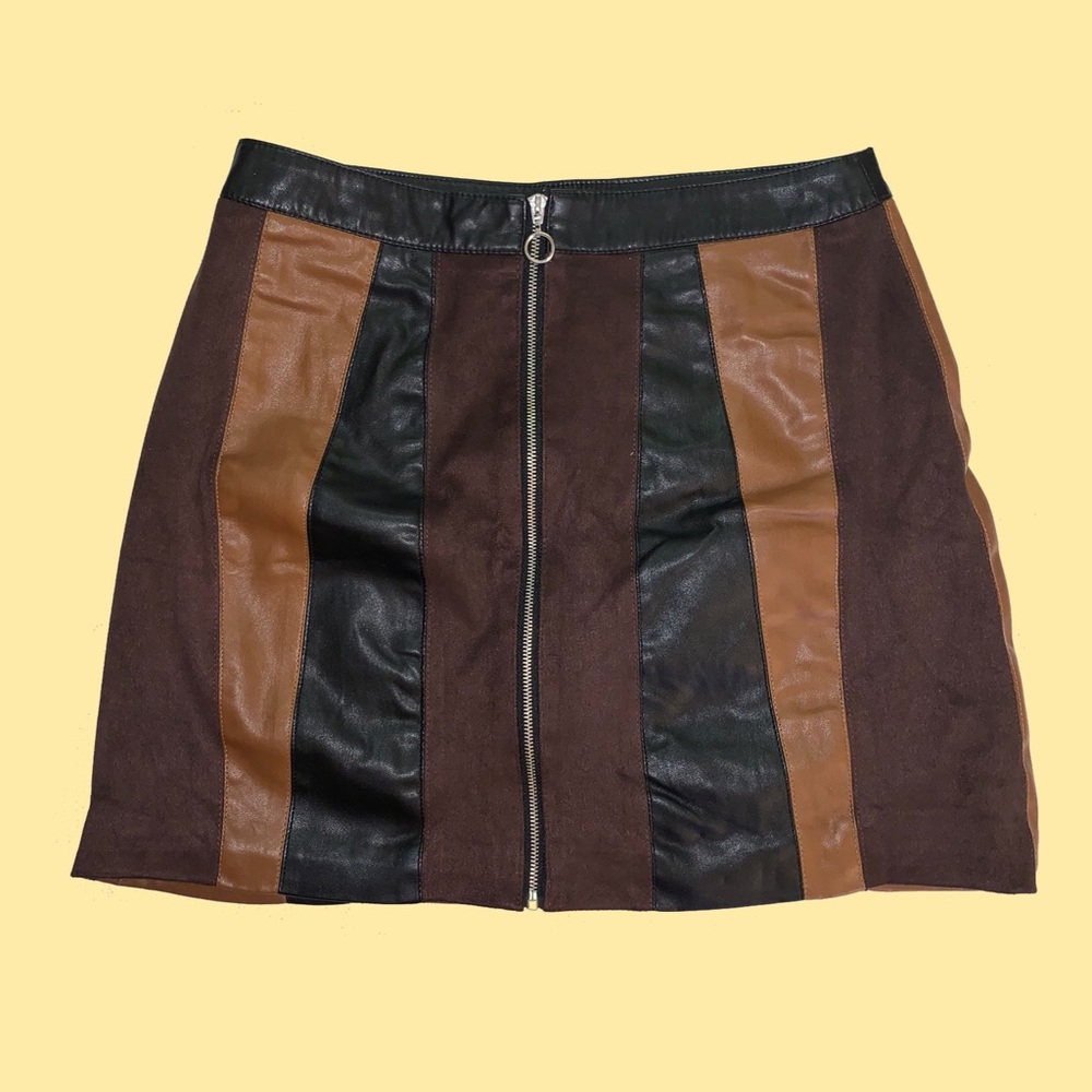 Bershka faux suede and faux leather miniskirt